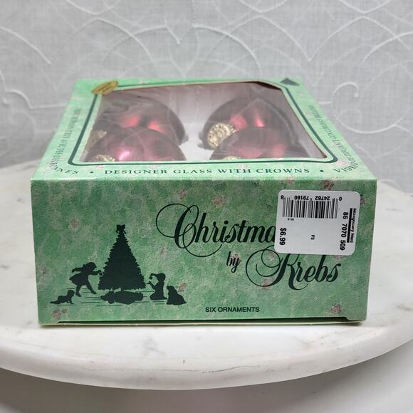 Christmas by Krebs Crimson Jewel Glass Ball Ornaments Red Feather Painted 6 - Picture 10 of 16